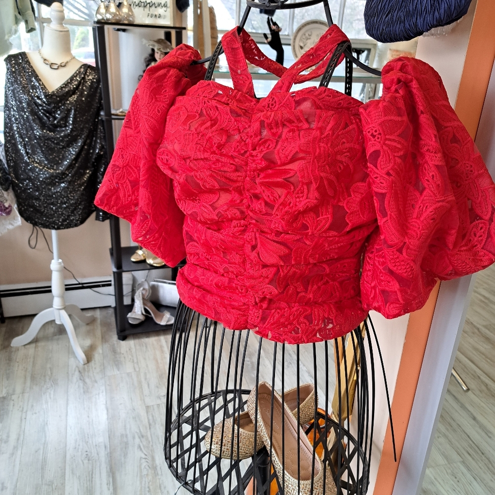 Red Lace Sleeveless Top